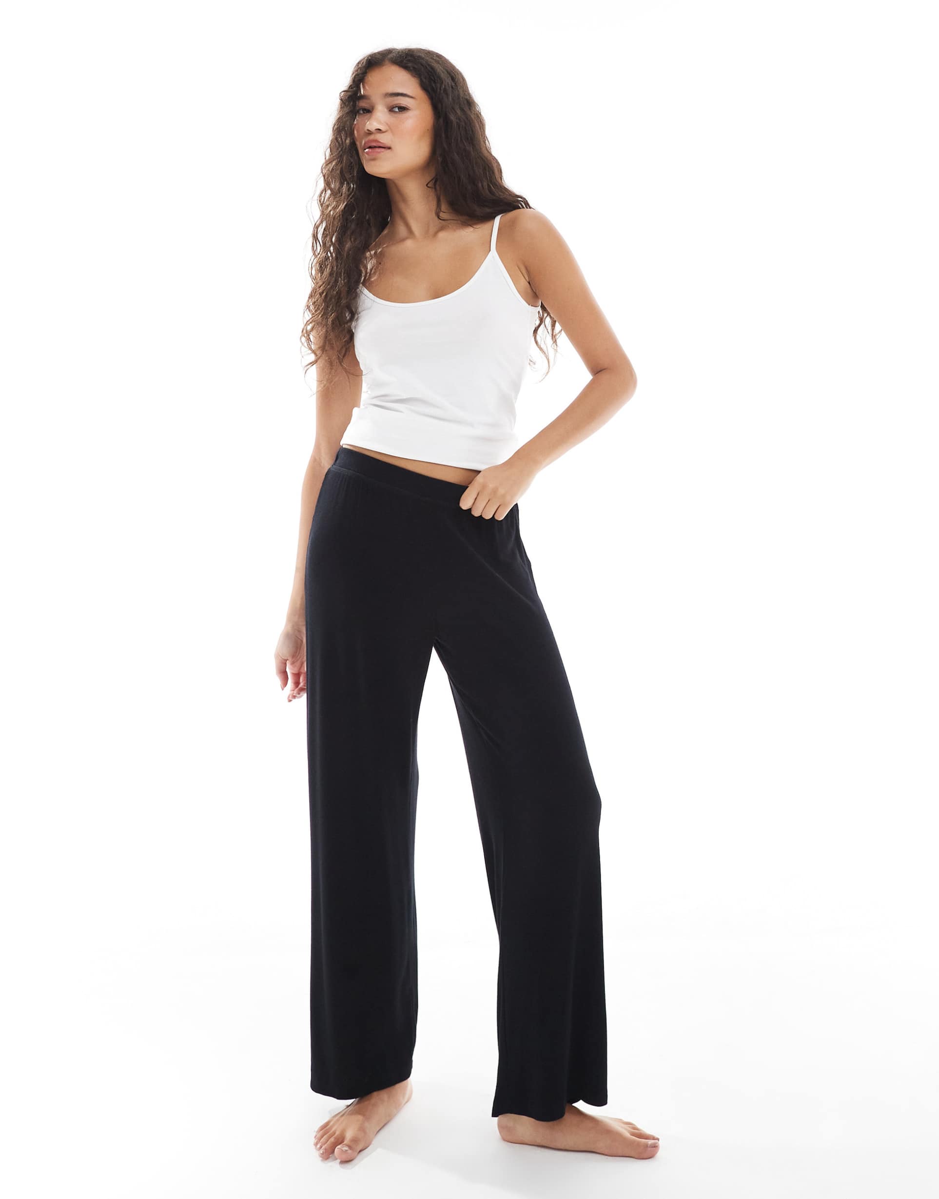cotton on sleep recovery asia fit wide leg pants in black