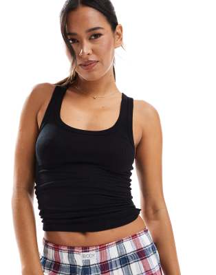 Cotton:On Cotton On sleep recovery black rib racer tank pyjama top