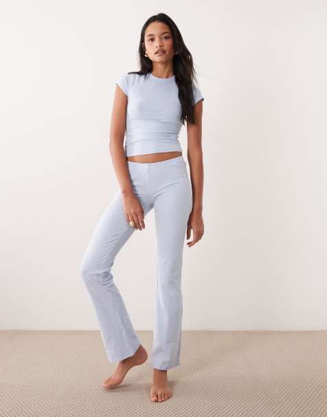 Cotton On – Sleep Recovery – Blålila byxor med nedvikt midja, del av set - view 1
