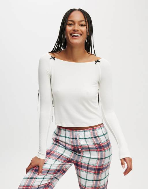 Cotton On Sleep recovery boat neck sleep top in white - WHITE