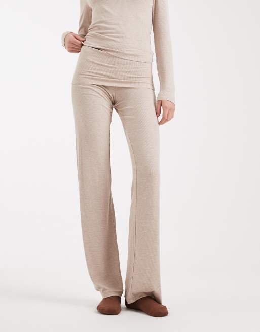 Cotton On - Sleep Recovery - Broek met omgeslagen taille in gemêleerd sesam, 2 van 5