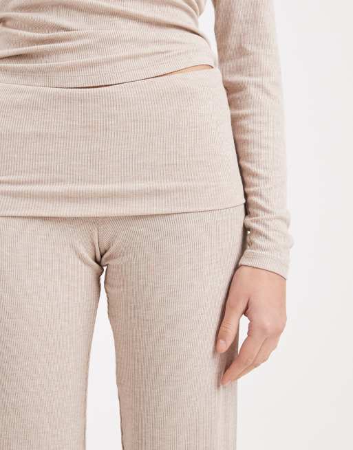 Cotton On - Sleep Recovery - Broek met omgeslagen taille in gemêleerd sesam, 3 van 5
