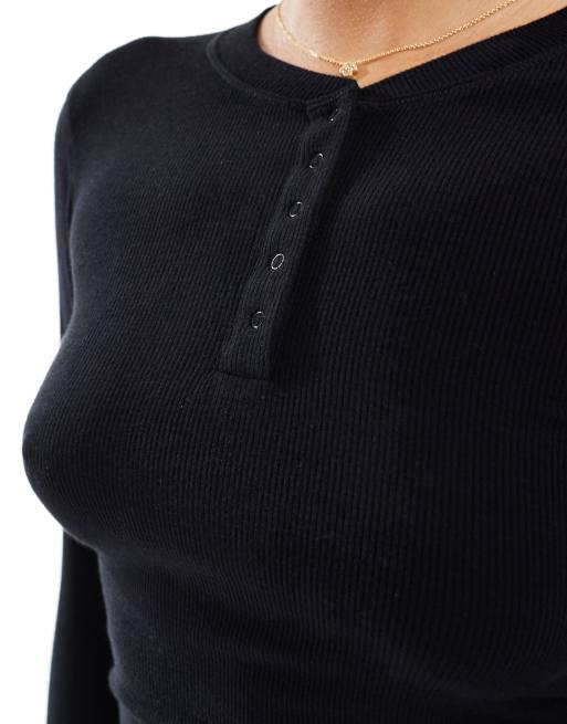 Cotton On sleep recovery button down pyjama long sleeve top black, 4 of 4