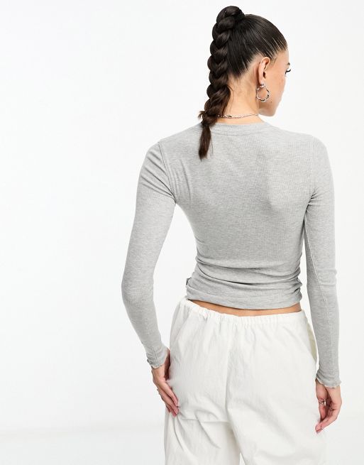 Buy Long Sleeve Ribbed Henley Button Top from Next