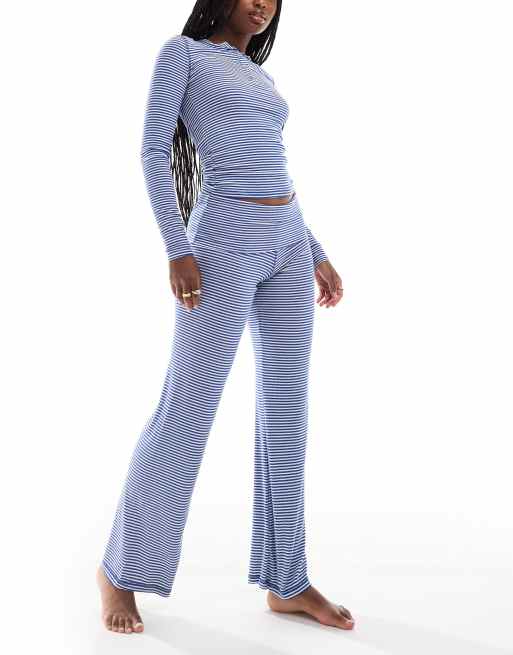 Cotton On sleep recovery henley long sleeve pajama top in blue stripe set, 2 of 4