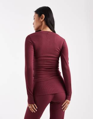 Cotton:on Cotton On Sleep Recovery Henley Long Sleeve Top In Red