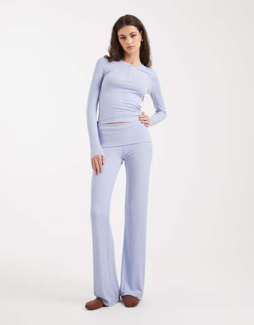 Cotton On – Sleep Recovery – Henley-Set in Violett und Blau mit Punktemuster, 3 von 3