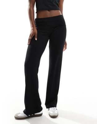 Cotton On - Sleep Recovery - Lounge-Hose in Schwarz mit Umschlagbund
