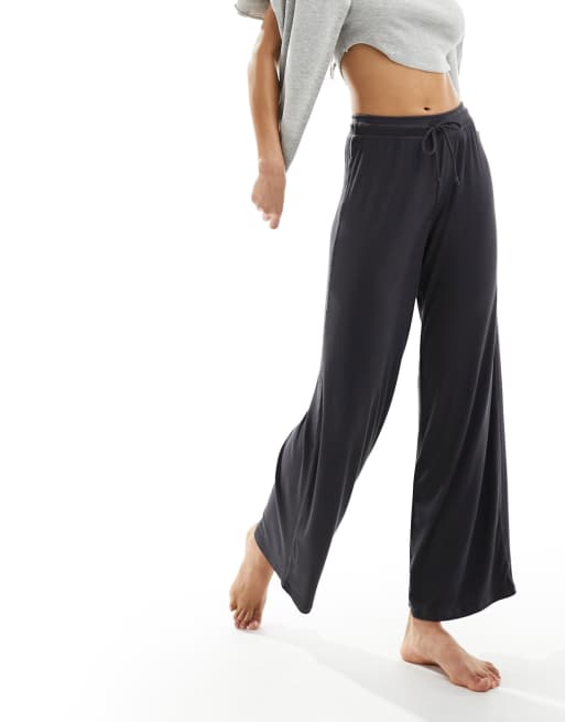 Black Cotton Sweatpants, Black Lounge Pants, Wide Leg Pants, Loose