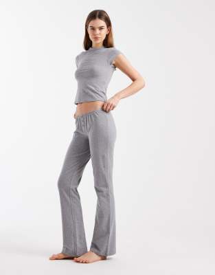 Sleep Recovery - Pantalon d'ensemble à taille roulée - Gris clair chiné XS
