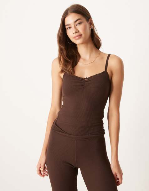 Cotton  On Sleep recovery picot cami in brown - view 1