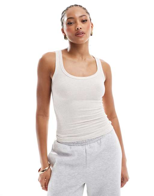 Cotton On Sleep recovery racer back tank top in off-white - IVORY