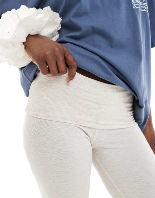 Cotton On sleep recovery roll-waist lounge pants in cream heather, 4 of 5