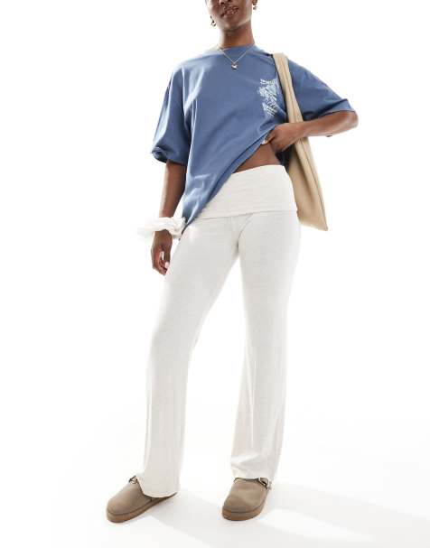 Cotton On Sleep Recovery roll-waist lounge pants in cream marl - view 1