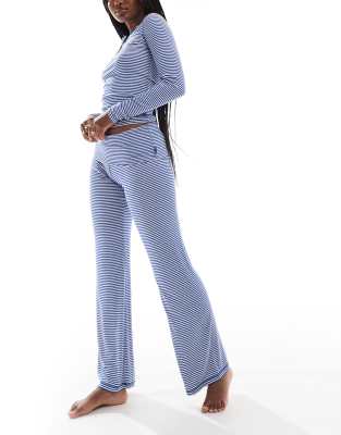 Cotton:On Cotton On Sleep Recovery roll waist pyjama bottoms in blue stripe set