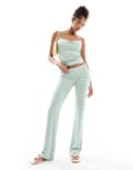 [Cotton:On] Cotton On Sleep Recovery striped roll-waist lounge pants in green (part of a set) 14 SPRING GREEN STRIPE
