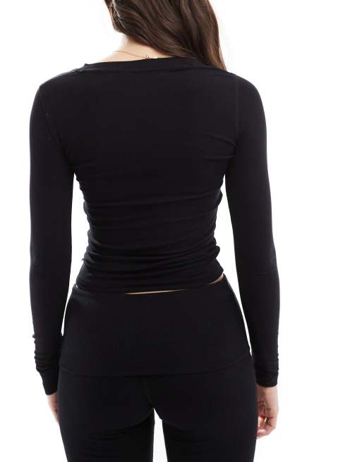 Cotton On - Sleep Recovery - Top d'ensemble manches longues à col boutonné - Noir, 2 de 4
