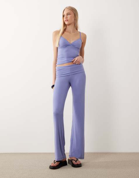 Cotton On sleep recovery triangle top and roll waist trouser set in daydream blue - view 1