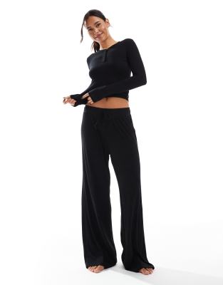 Cotton:On Cotton On Sleep Recovery wide leg pants in black