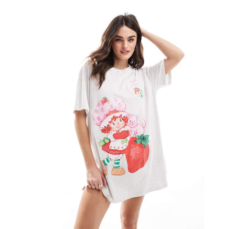 Cotton On sleep t-shirt dress with Strawberry Shortcake graphic