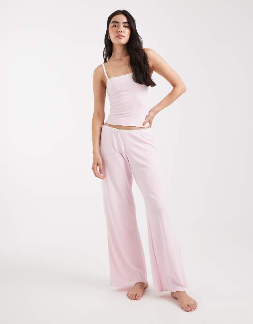 Cotton On sleep waffle square neck cami top in blushing bride co-ord, 4 of 4