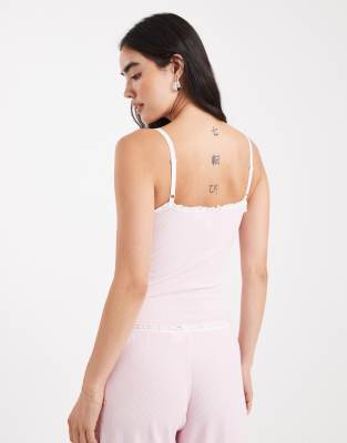 Cotton On Sleep Waffle Square Neck Cami Top In Pink