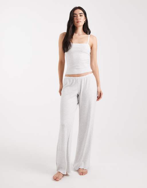 Cotton On sleep waffle square neck cami top in light grey marle (part of a set), 2 of 4