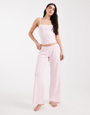 Cotton On Sleep Waffle Wide Leg Pants In Pink