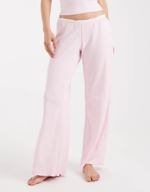 Cotton On sleep waffle wide leg trouser in blushing bride co-ord, 2 of 4