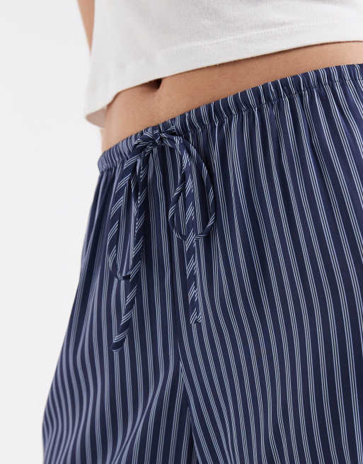 Cotton On sleep wash satin wide leg trouser in blue stripe, 3 of 5