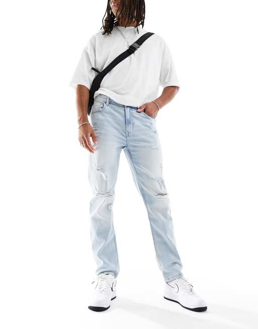 Cotton On slim fit straight leg jeans in washed blue 