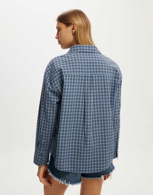 Cotton On Sloane oversized shirt in blue, 3 of 4