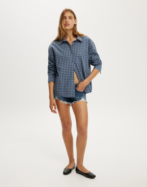 Cotton On Sloane oversized shirt in blue, 4 of 4