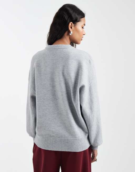 Cotton On slouchy knit sweater in light grey, 3 of 4