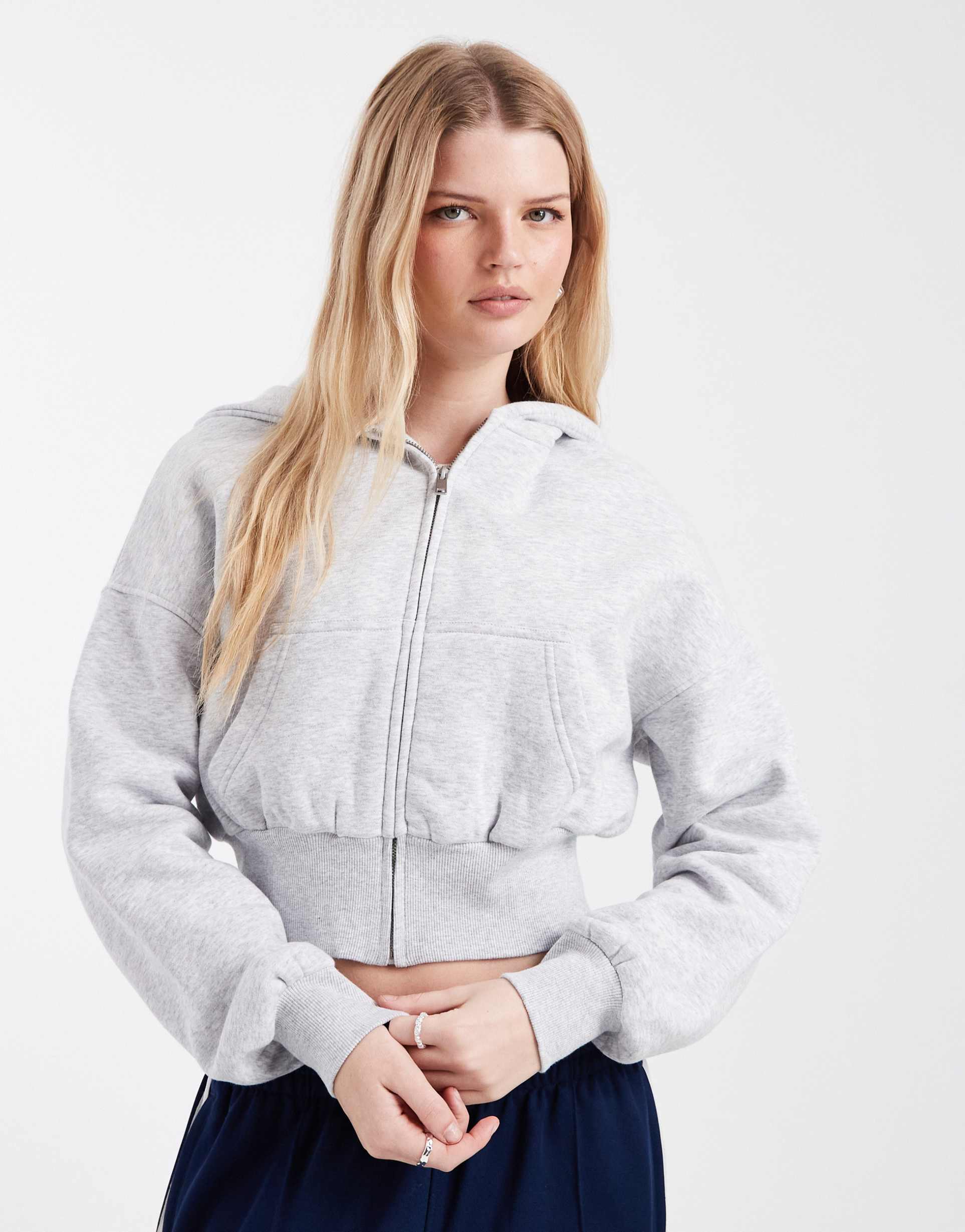 cotton on slouchy zip up hoodie in light heather gray