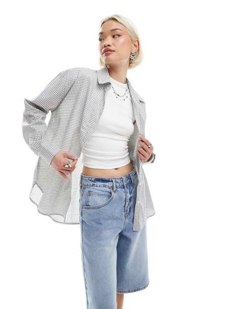 Cotton On – Smårutig skjorta i bäckebölja med button down-krage - view 1