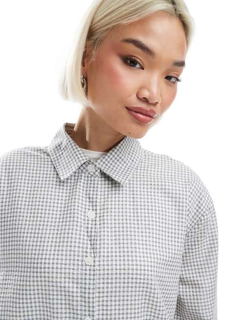 Cotton On – Smårutig skjorta i bäckebölja med button down-krage, 2 av 4