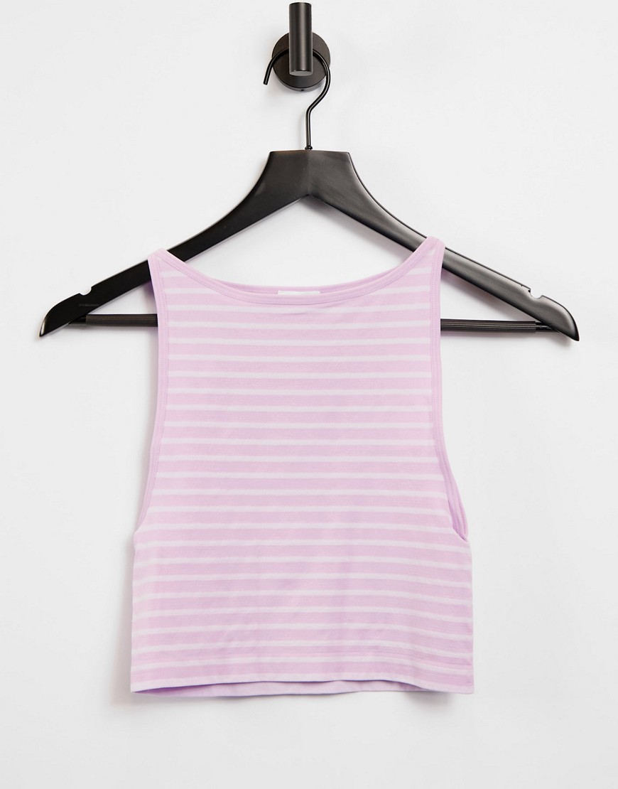 Cotton On - Sømløs cami-top i lyserød med høj hals og striber-Multifarvet