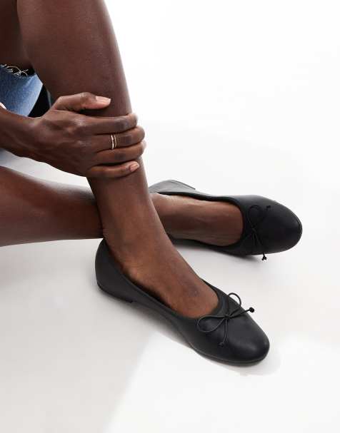 Cotton On smooth black classic ballet pumps - view 1