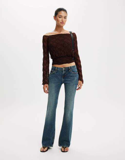 Cotton On Sofia lace long sleeve top in brown, 2 of 4