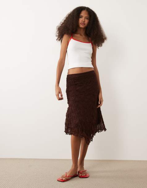Cotton On sofia lace skirt in dark oak - view 1