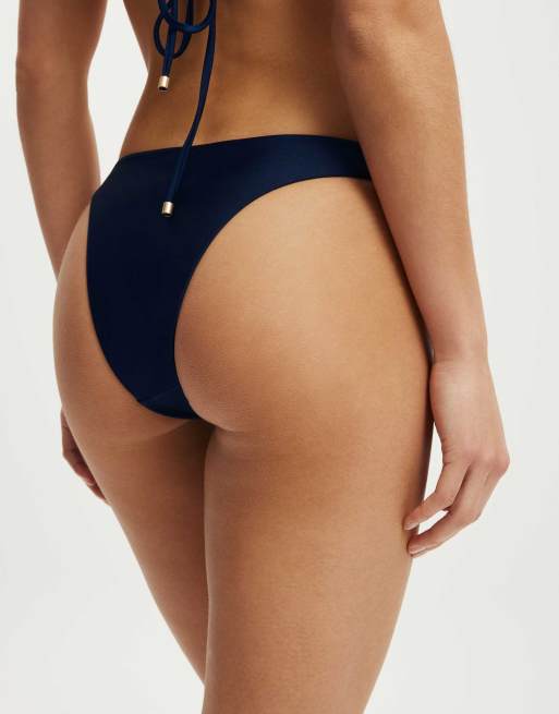 Cotton On Soft dip high side brazilian bikini bottom in blue, 4 of 4