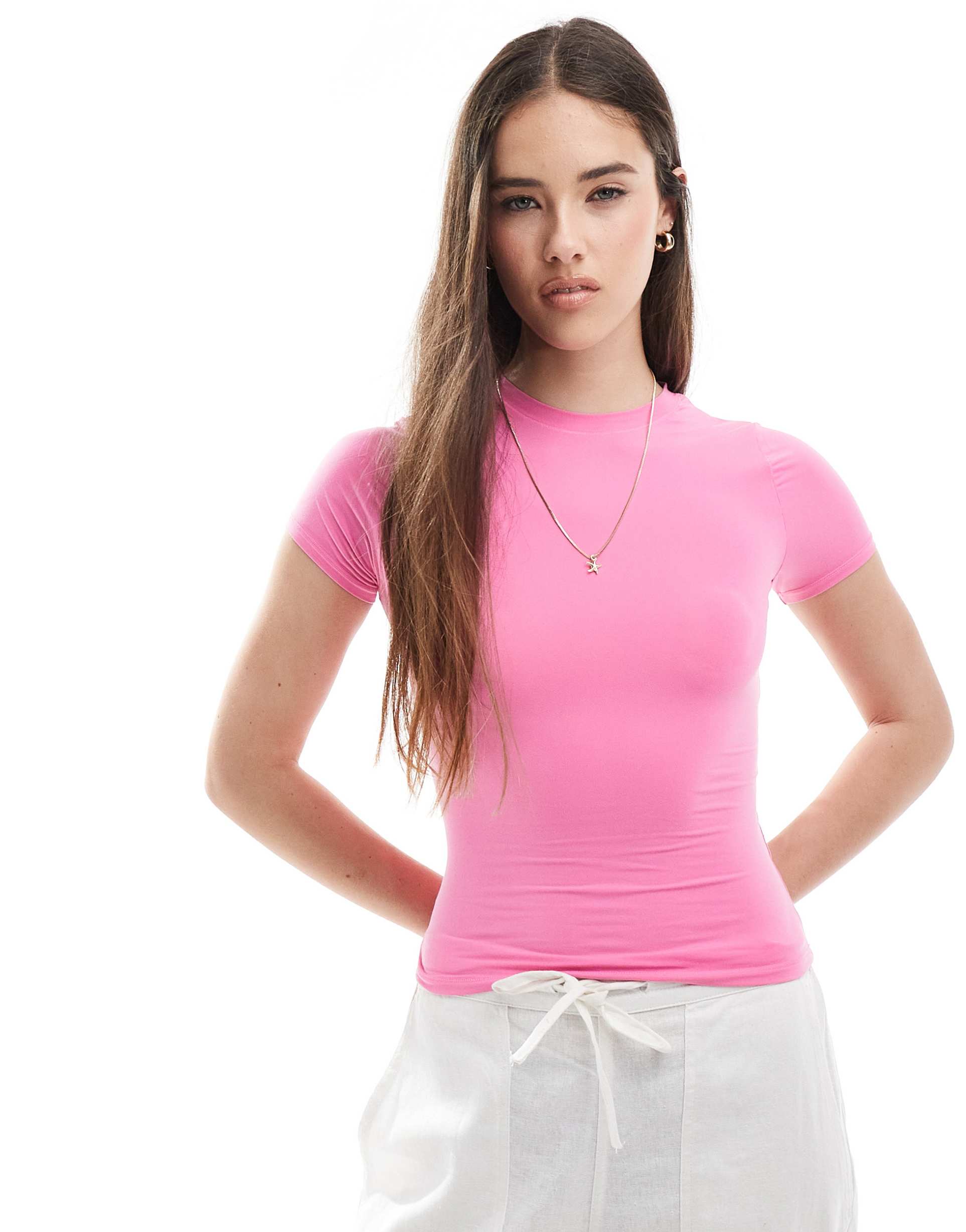cotton on soft lounge fitted t-shirt in pink
