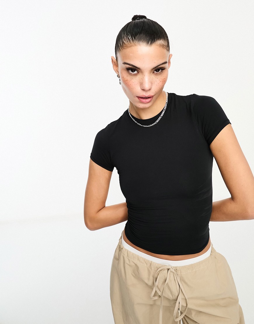 Cotton On soft lounge fitted t-shirt in rib-Black