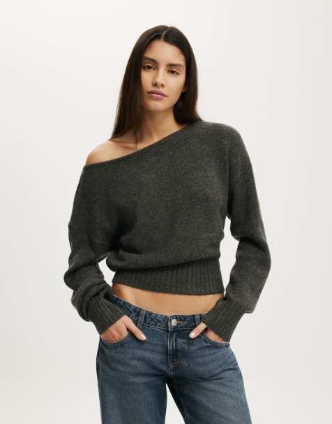 Cotton On Softest luxe off shoulder knit in grey - view 1