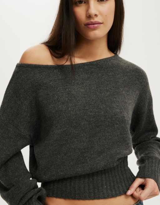 Cotton On Softest luxe off shoulder knit in grey, 3 of 4