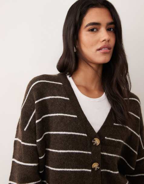 Cotton On softest luxe oversized cardi in dark oak stripe  - view 1