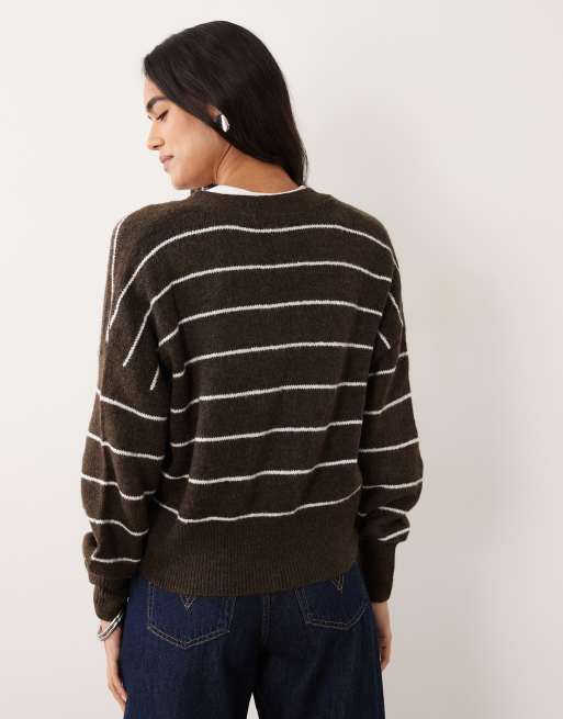 Cotton On softest luxe oversized cardi in dark oak stripe , 3 of 4