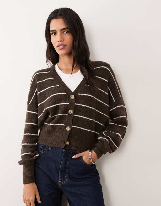 Cotton On softest luxe oversized cardi in dark oak stripe , 4 of 4