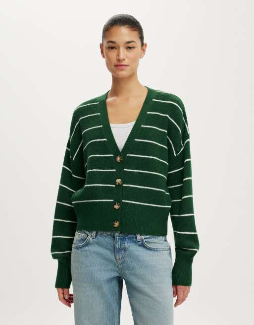 Cotton On Softest luxe oversized cardi in green stripe, 2 of 4